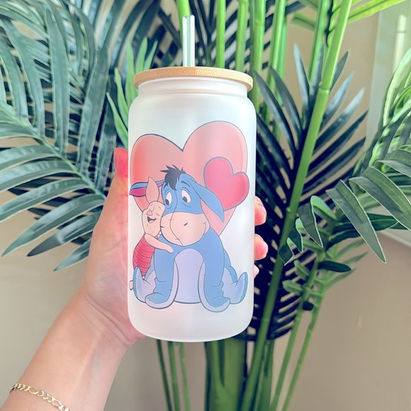 🆕 Eeyore and Piglet Can Glass Cup - Valentines - Picture 3 of 3